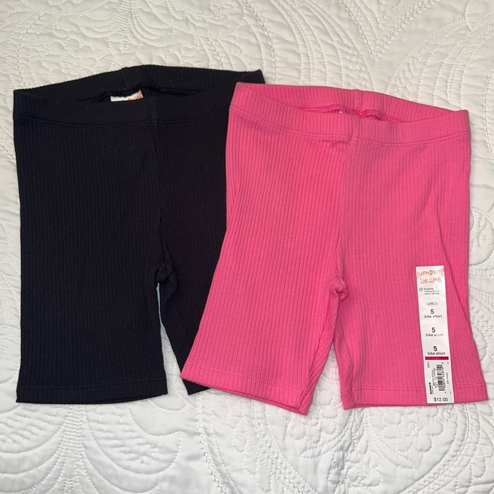 NWT 2 Pairs Girls Jumping Bean Bike Shorts, Size 5